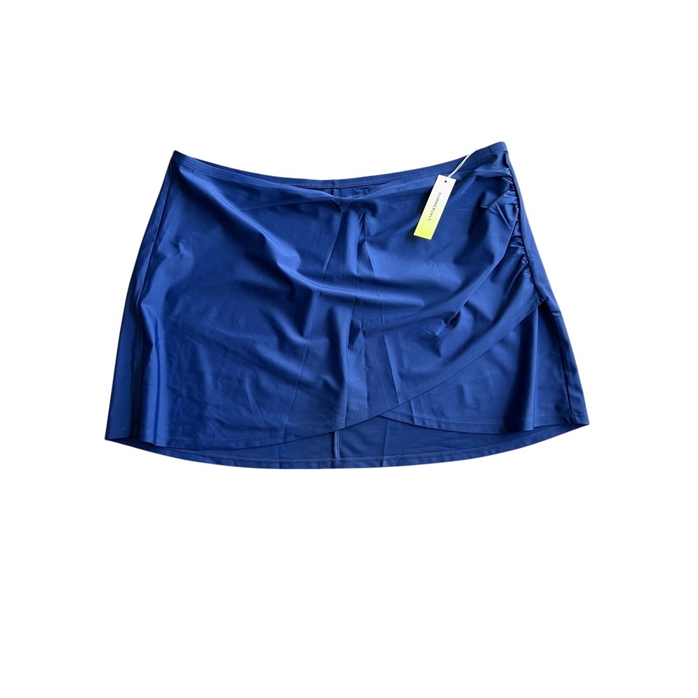 Summersalt‎ Ruched Swim Skirt Women 1XL Navy Blue Wrap Tulip Hem 10465-BLU-1X